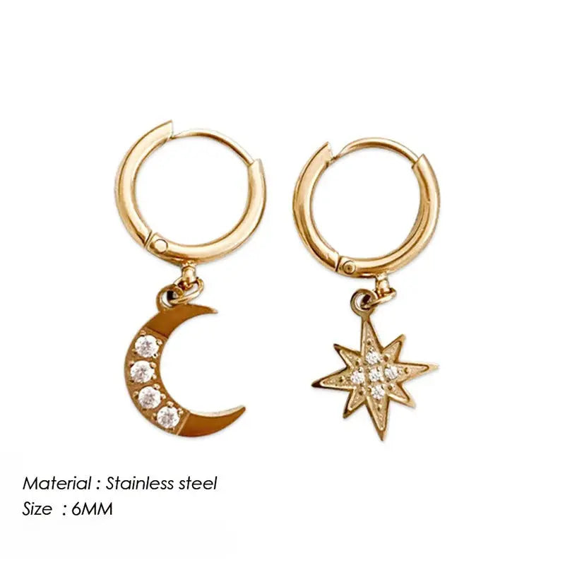 Boucle d'Oreille Lune et Soleil Espace Astronomie Espace Astronomie