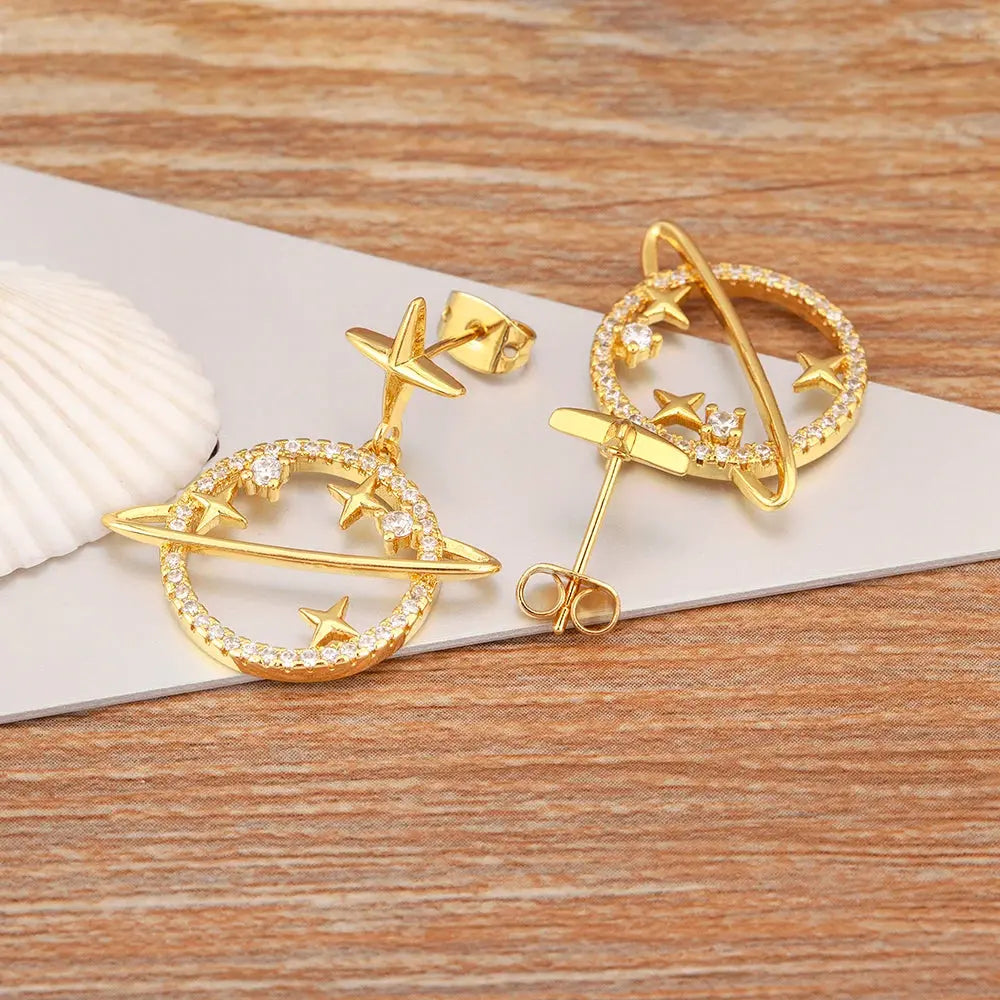 Boucles d'Oreilles Saturne Espace Astronomie Espace Astronomie