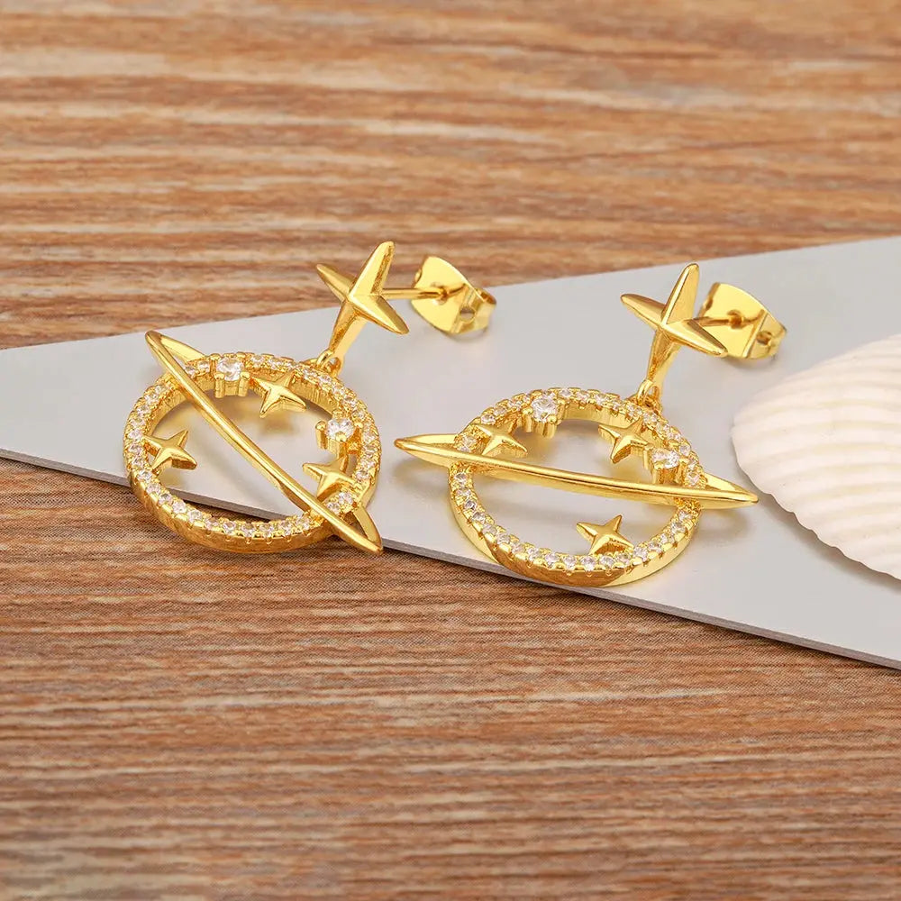 Boucles d'Oreilles Saturne Espace Astronomie Espace Astronomie