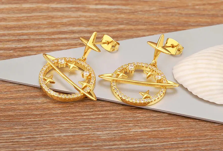 Boucles d'Oreilles Saturne Espace Astronomie Espace Astronomie