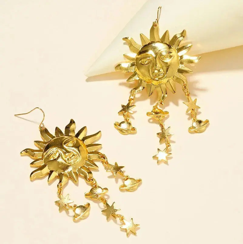 Boucles d'Oreilles Soleil Astral Espace Astronomie Espace Astronomie