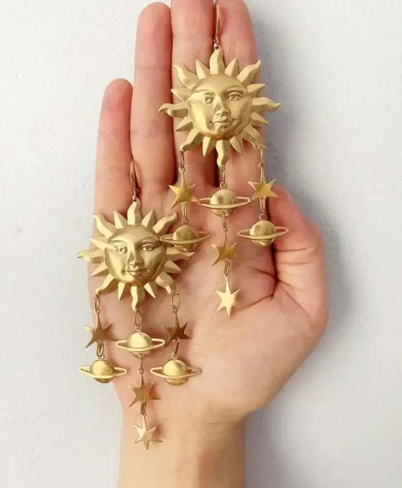 Boucles d'Oreilles Soleil Astral Espace Astronomie Espace Astronomie