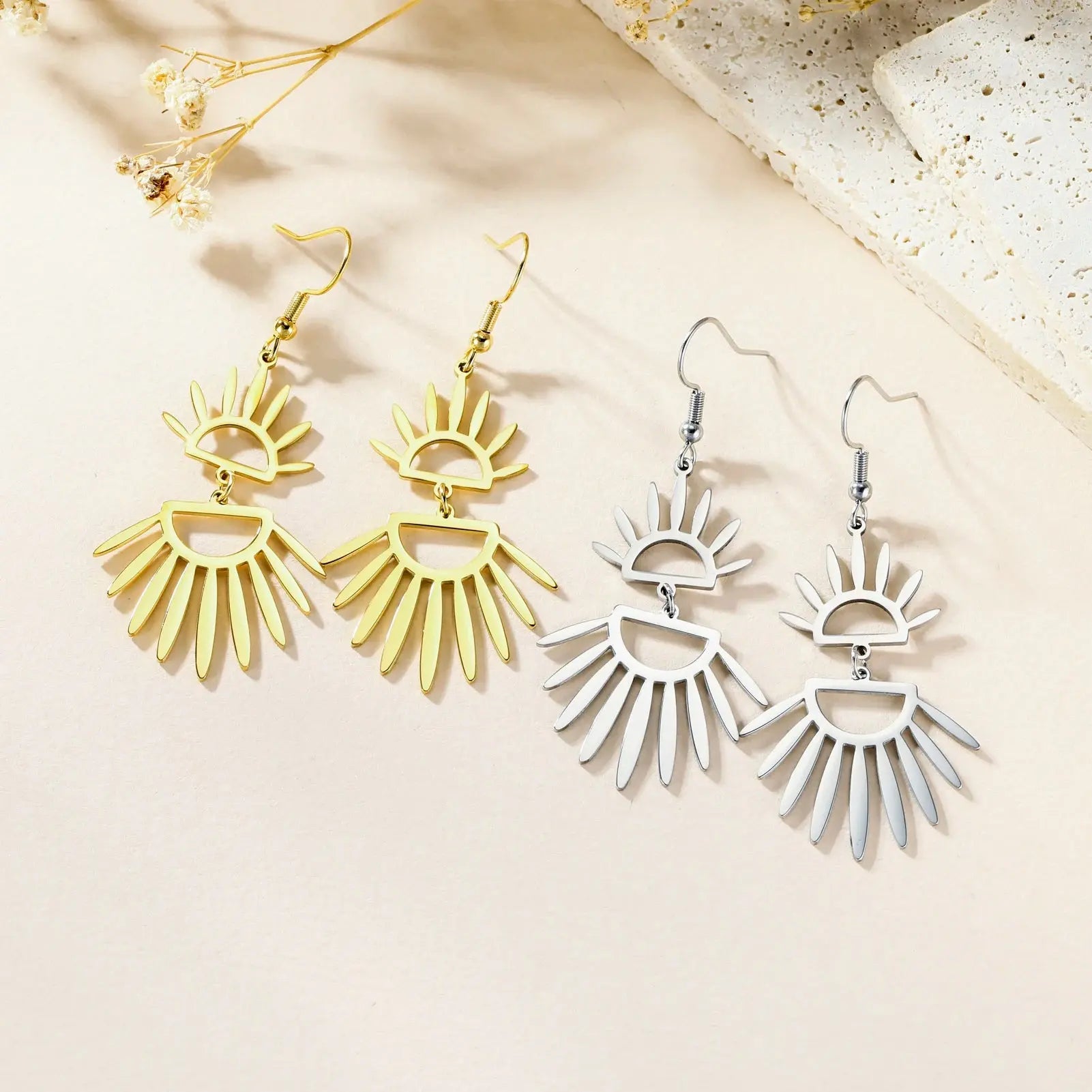 Boucles d'Oreilles Soleils Pendants Espace Astronomie Espace Astronomie