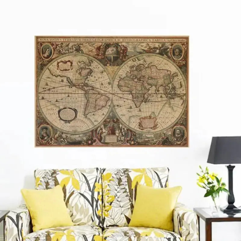 Carte du Monde Rétro 71x50cm Espace Astronomie Espace Astronomie