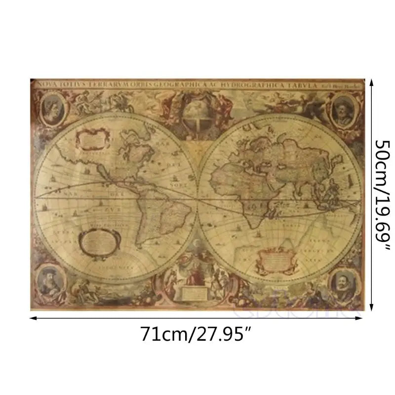 Carte du Monde Rétro 71x50cm Espace Astronomie Espace Astronomie