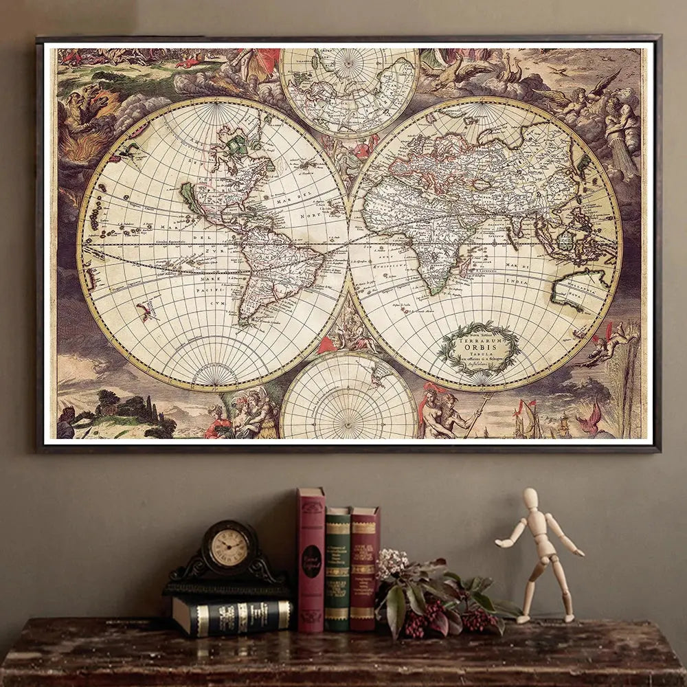 Carte du Monde Vintage 150x100cm Vintage Espace Astronomie Espace Astronomie