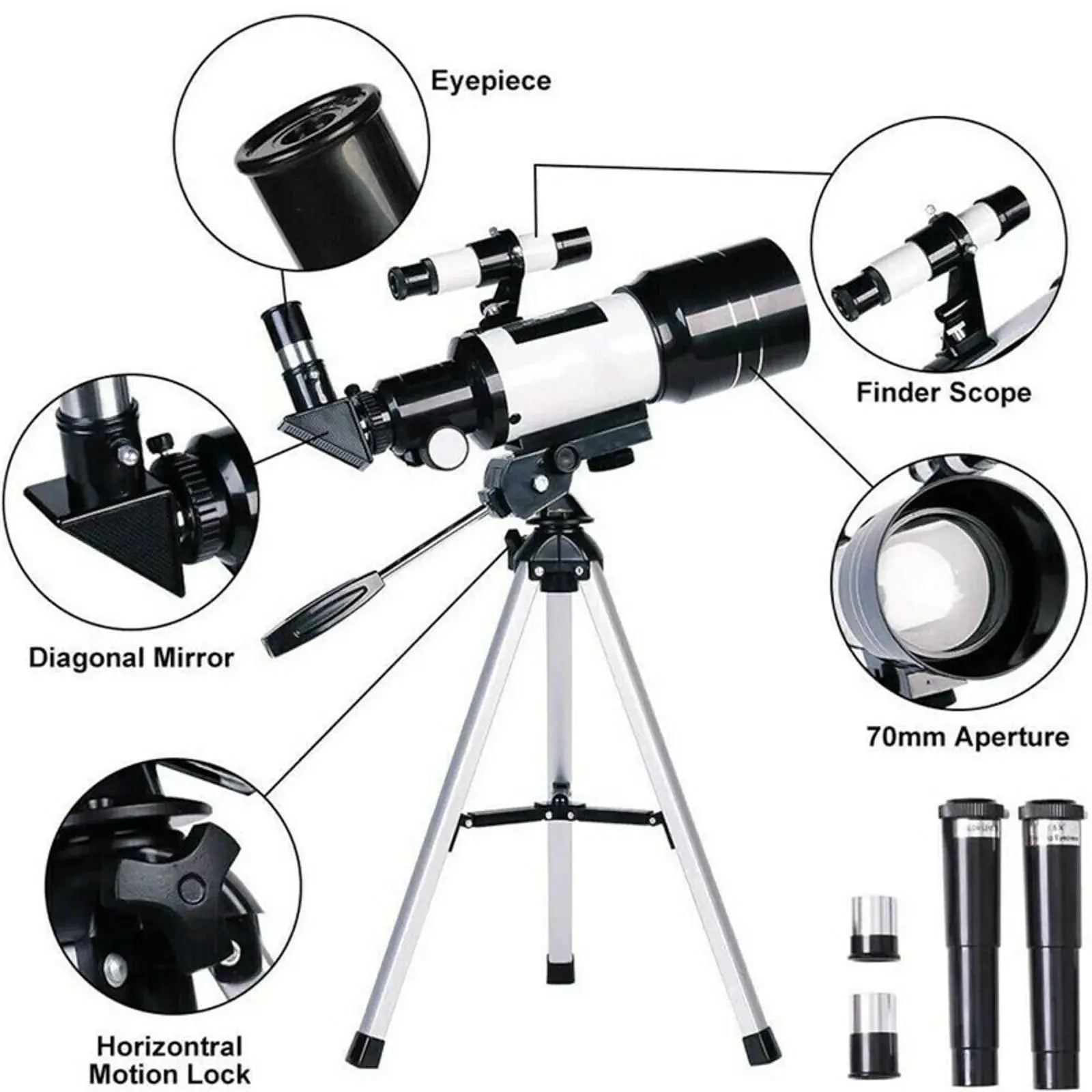 Télescope Astronomie 70mm 150x avec Trépied Espace Astronomie Espace Astronomie