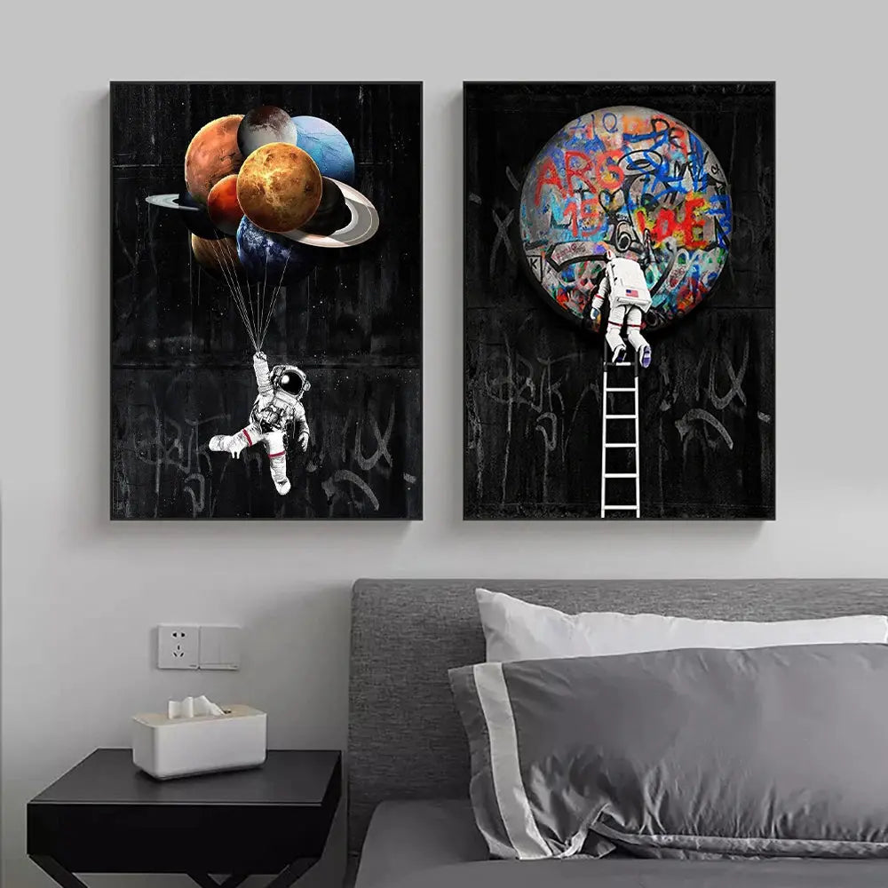 Affiche Astronaute Graffiti Espace Astronomie    Espace Astronomie