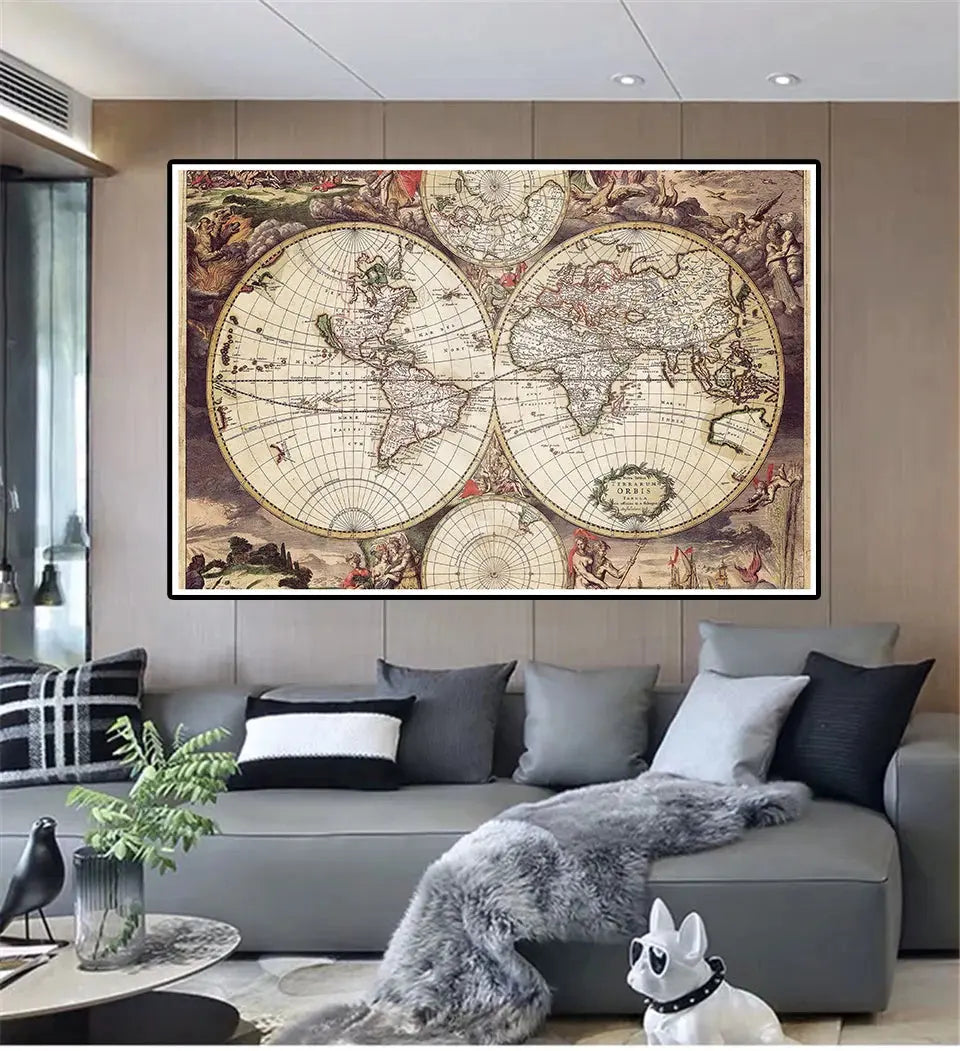 Carte du Monde Vintage 150x100cm Vintage Espace Astronomie    Espace Astronomie