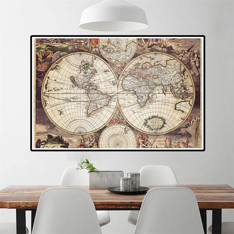 Carte du Monde Vintage 150x100cm Vintage