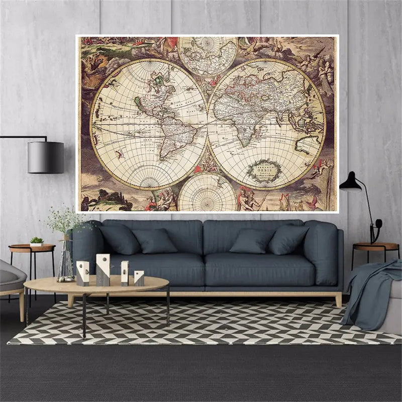 Carte du Monde Vintage 150x100cm Vintage