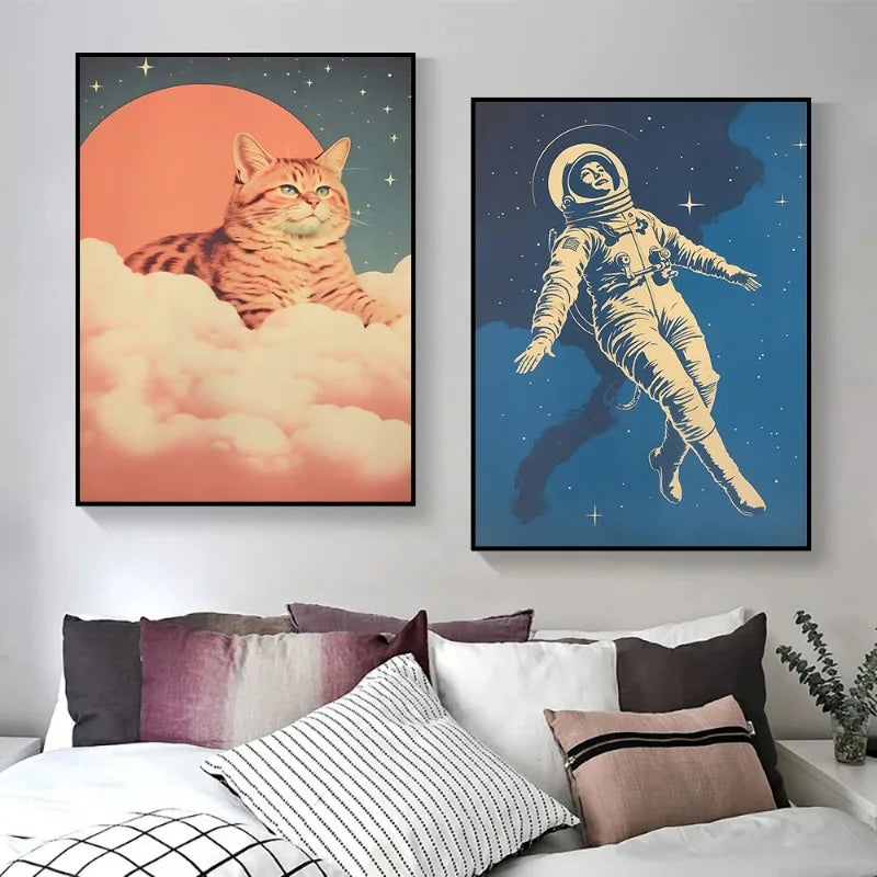 Affiche Animaux Espace Vintage