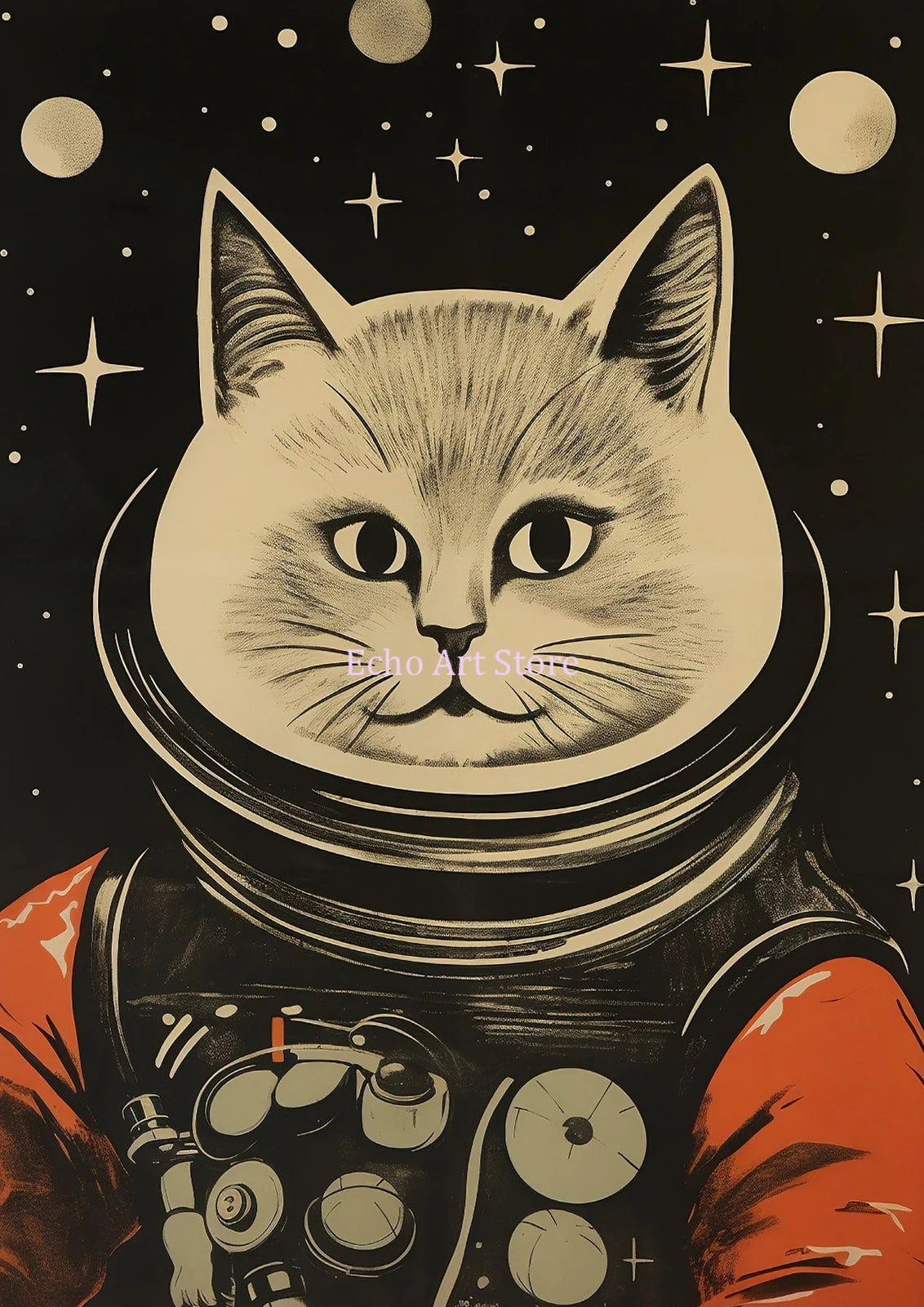 Affiche Animaux Espace Vintage