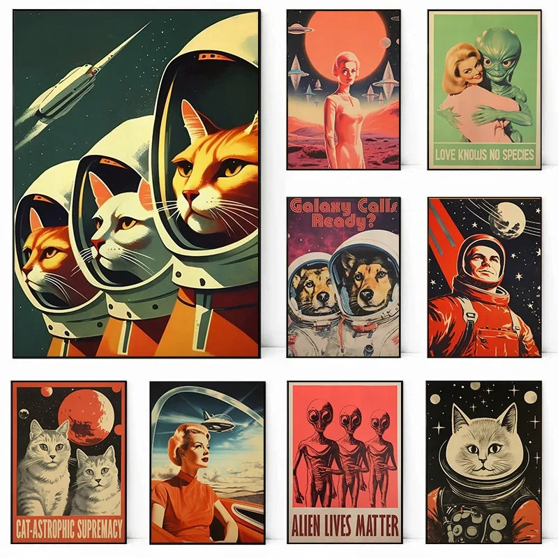 Affiche Animaux Espace Vintage