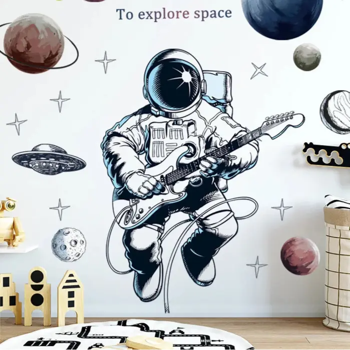 Sticker Mural Astronaute Guitariste Espace Astronomie    Espace Astronomie