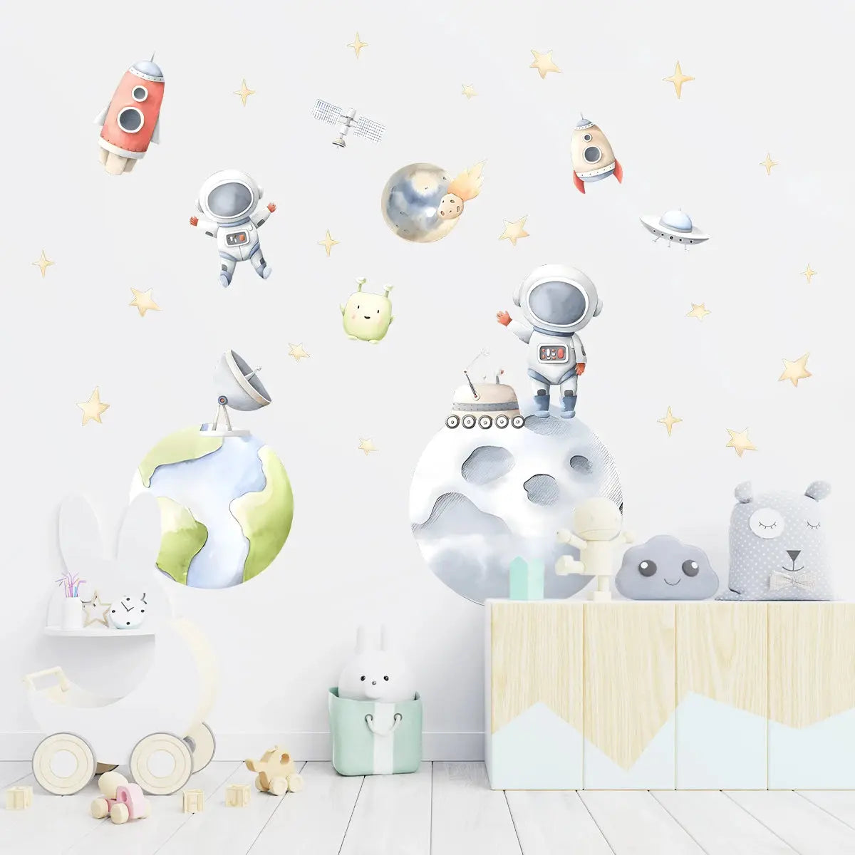 Sticker Mural Astronaute Pastel Espace Astronomie    Espace Astronomie