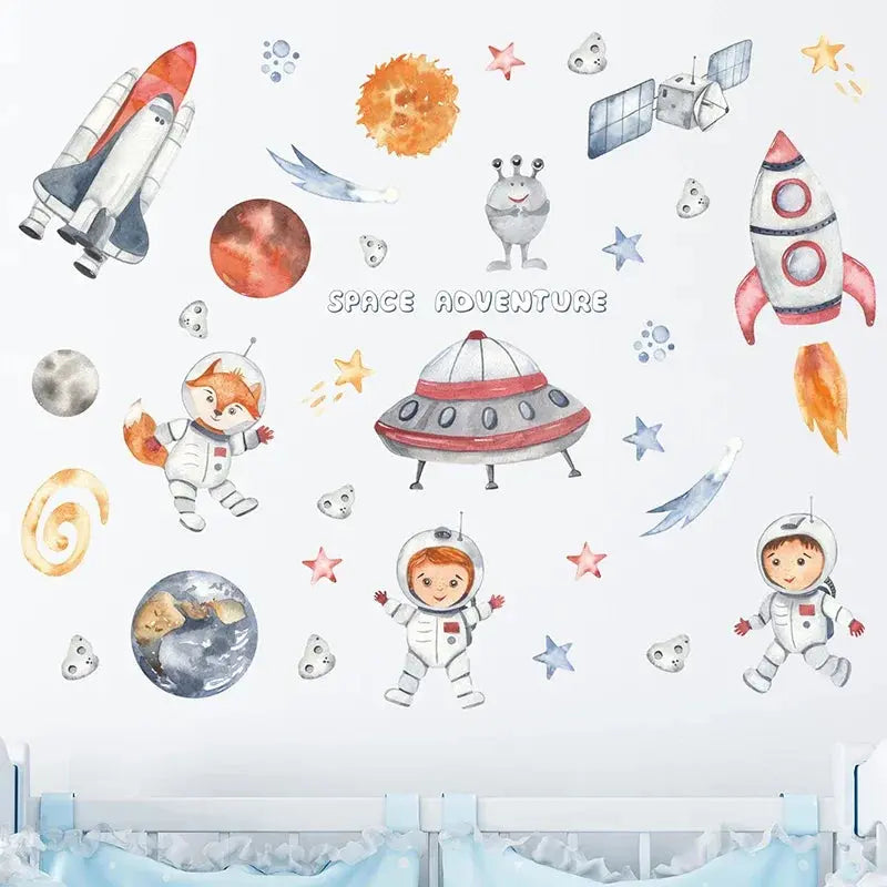 Sticker Mural Astronaute Pastel Espace Astronomie    Espace Astronomie