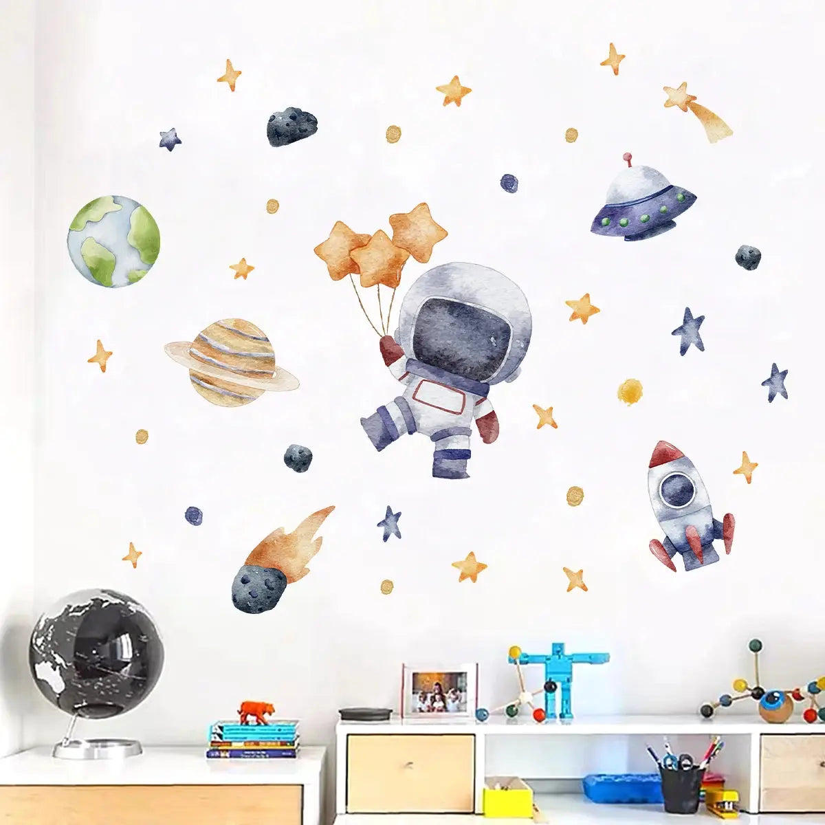 Sticker Mural Astronaute Pastel Espace Astronomie    Espace Astronomie