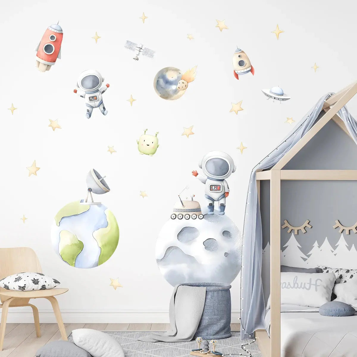 Sticker Mural Astronaute Pastel Espace Astronomie    Espace Astronomie