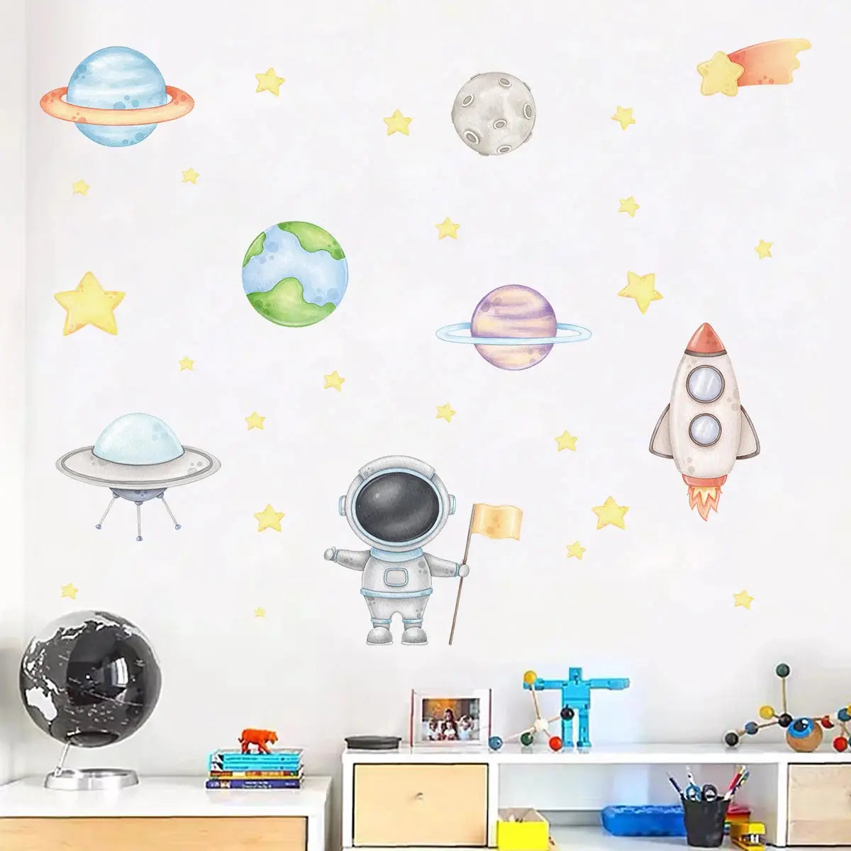 Sticker Mural Astronaute Pastel Espace Astronomie    Espace Astronomie