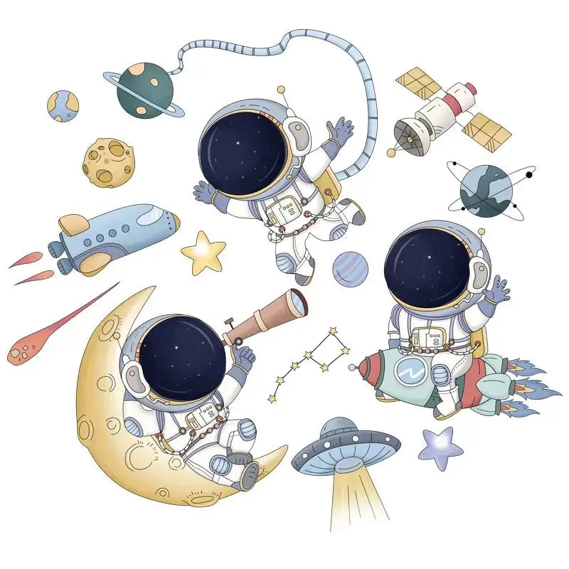 Sticker Mural Astronaute Soucoupe Espace Astronomie    Espace Astronomie