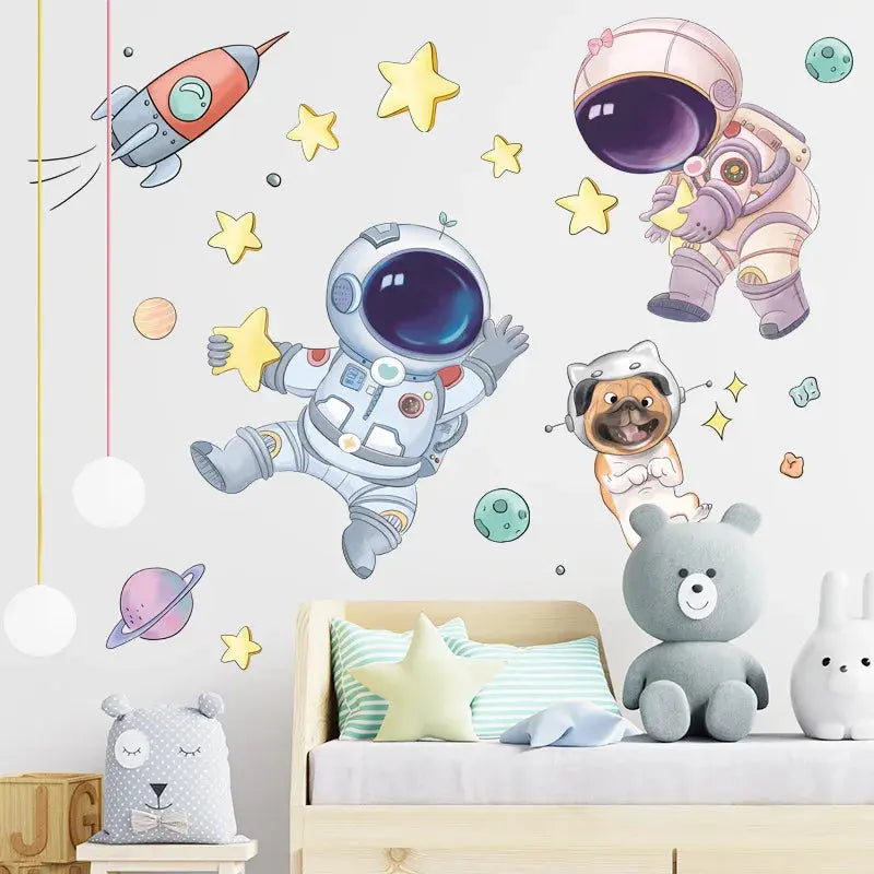 Sticker Mural Astronautes