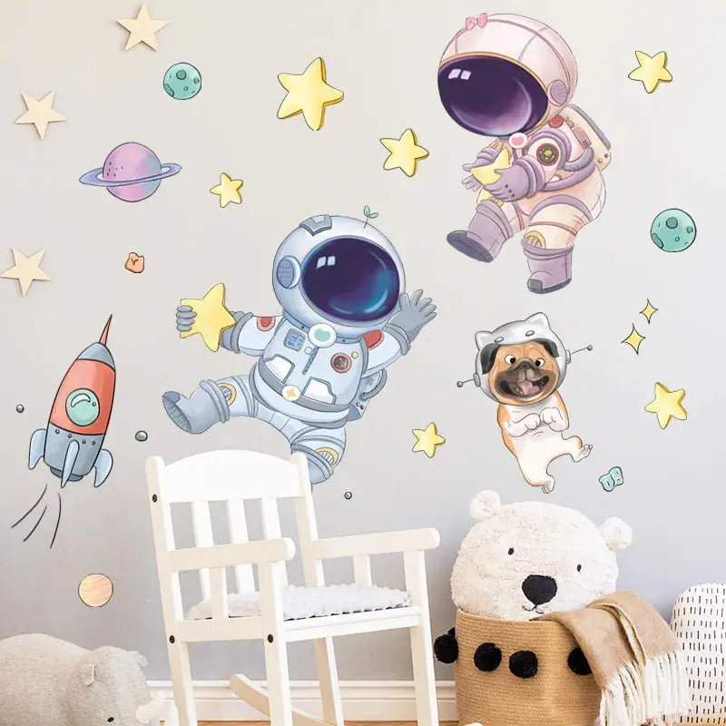 Sticker Mural Astronautes Espace Astronomie    Espace Astronomie