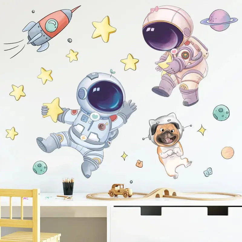 Sticker Mural Astronautes Espace Astronomie    Espace Astronomie