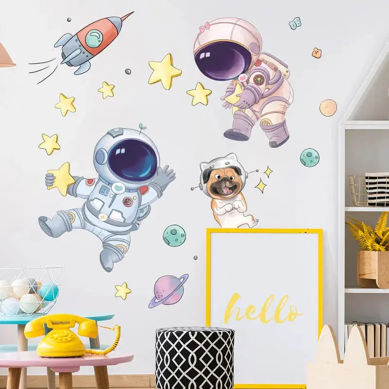 Sticker Mural Astronautes Espace Astronomie    Espace Astronomie