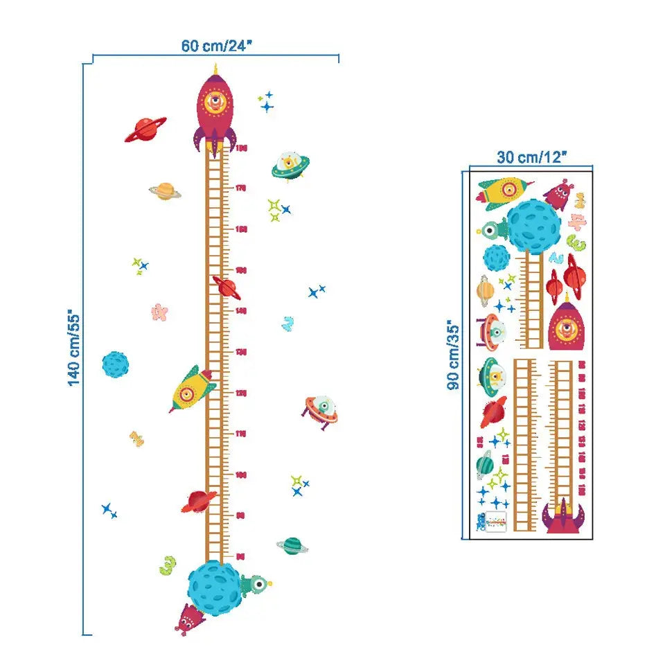 Sticker Mural Astronomie Diagramme Mesure Taille Enfant Espace Astronomie    Espace Astronomie