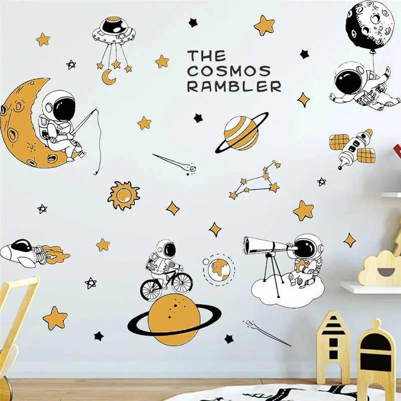 Sticker Mural Chambre Enfant Astronaute Espace Astronomie    Espace Astronomie