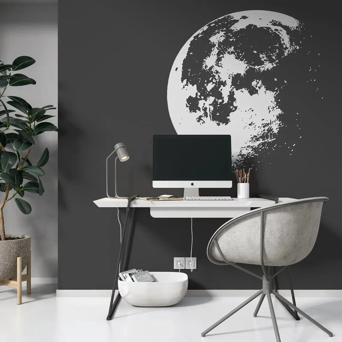 Sticker Mural Lune Minimaliste Espace Astronomie    Espace Astronomie