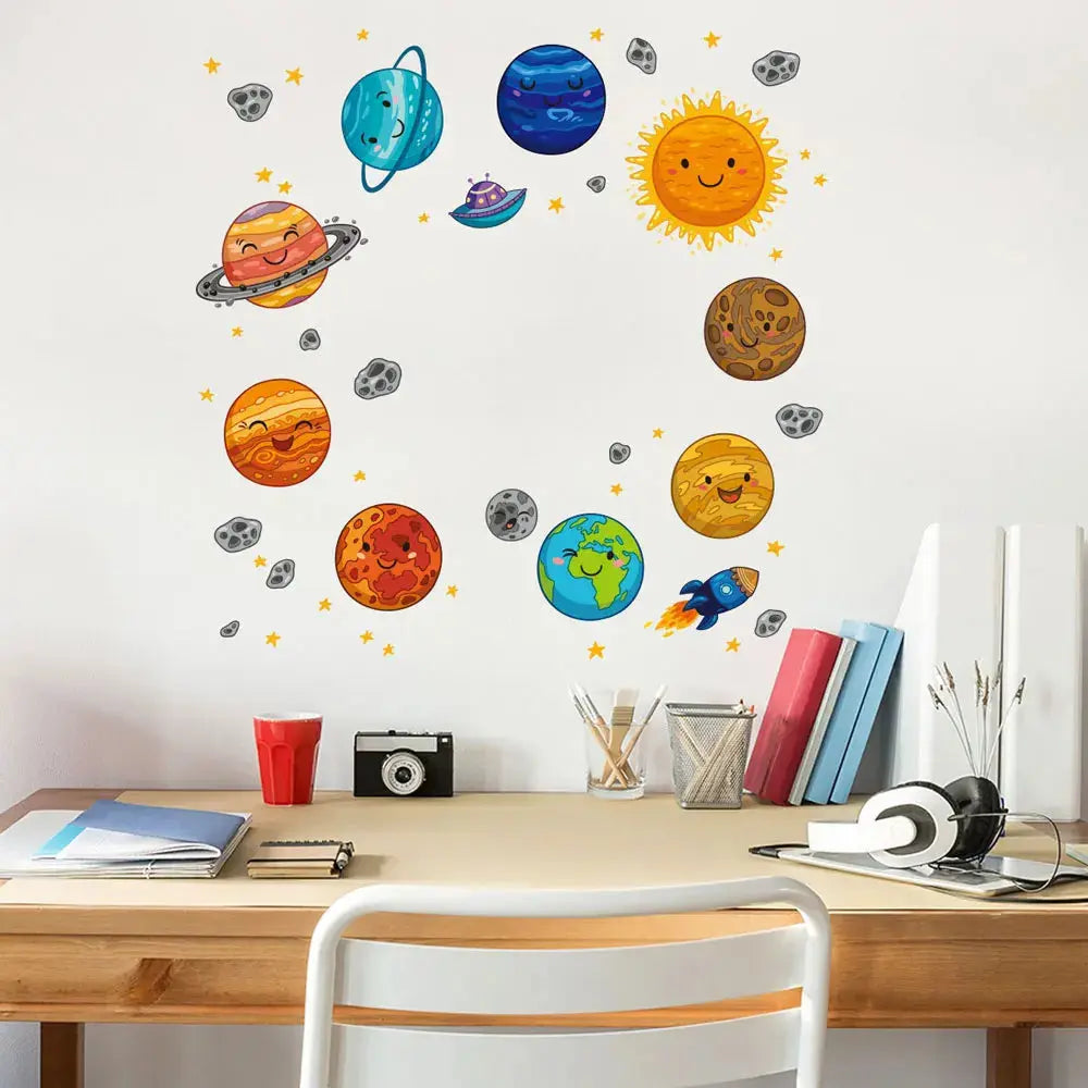 Sticker Mural Planètes Cartoon Espace Astronomie    Espace Astronomie