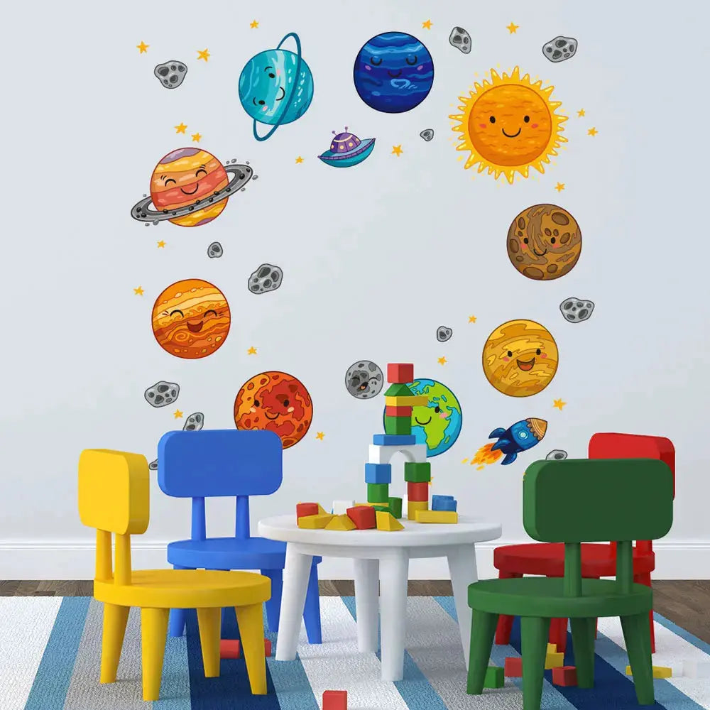 Sticker Mural Planètes Cartoon Espace Astronomie    Espace Astronomie