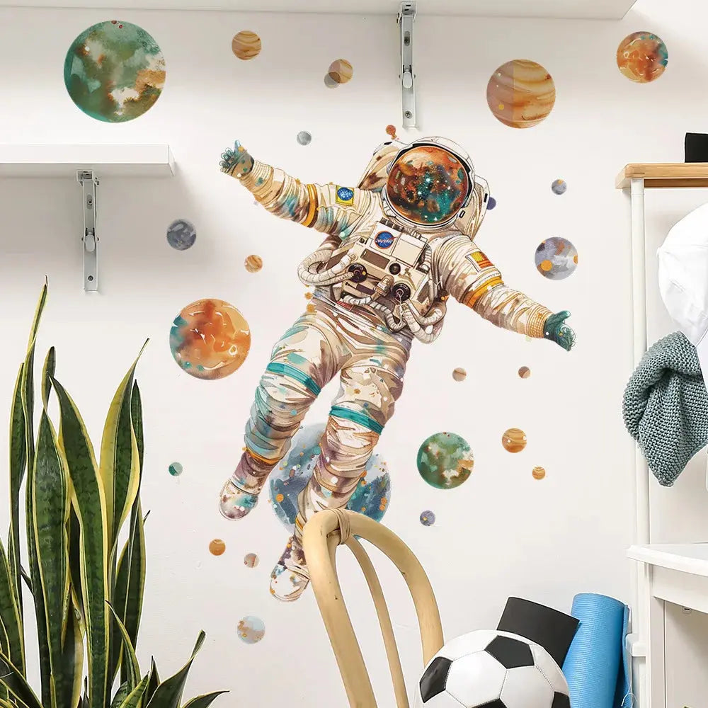 Sticker Mural Sortie Extra Véhiculaire Astronaute Espace Astronomie    Espace Astronomie