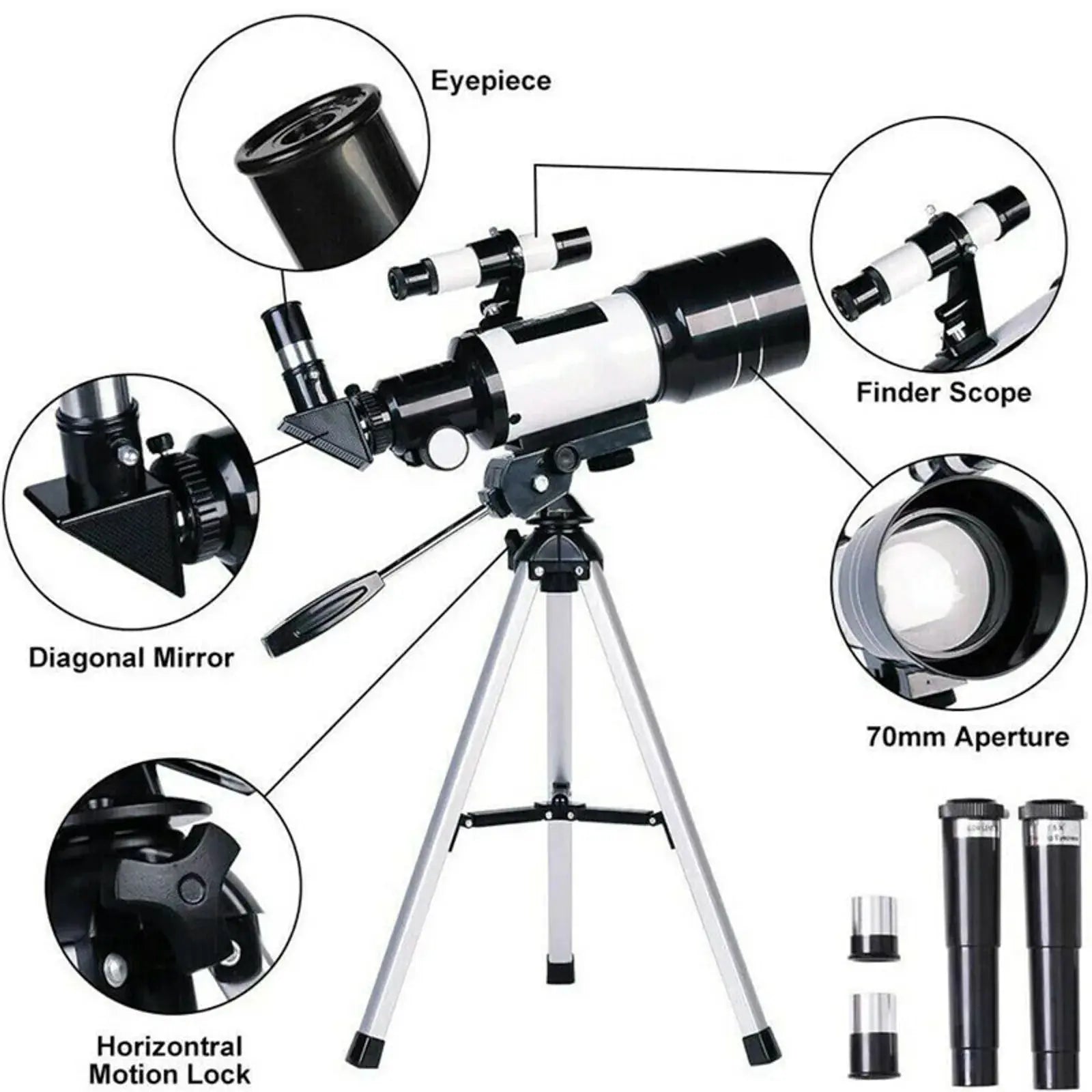 Télescope Astronomie 70mm 150x avec Trépied Espace Astronomie    Espace Astronomie